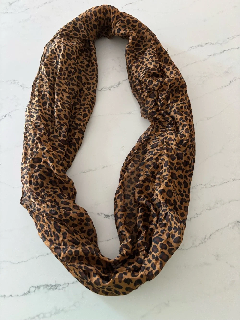 Leopard Print Infinity Scarf - Brown